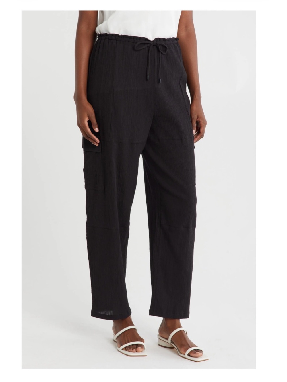 Sanctuary baggy cargo barrel leg 100% cotton black pants size medium brand NWT